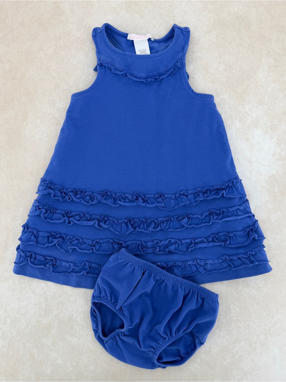 Janie and Jack Seaside Glamour Blue Ruffle Tank Dress with Bloomers